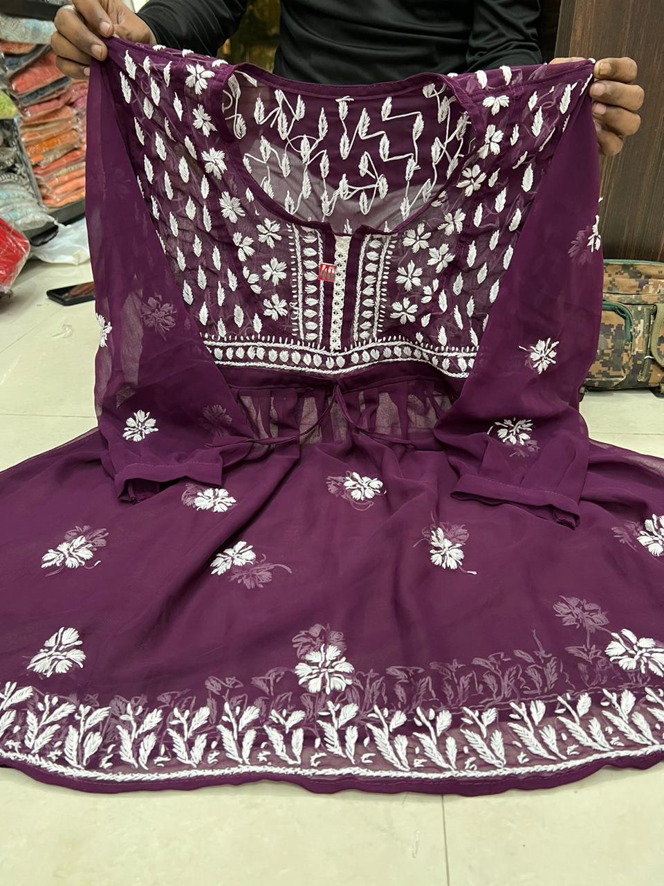 Georgette Chikankari Short Kurtis/Tops