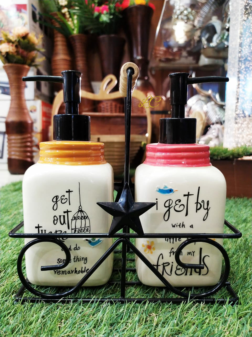 Porcelain Dispensers with Steel Stand
