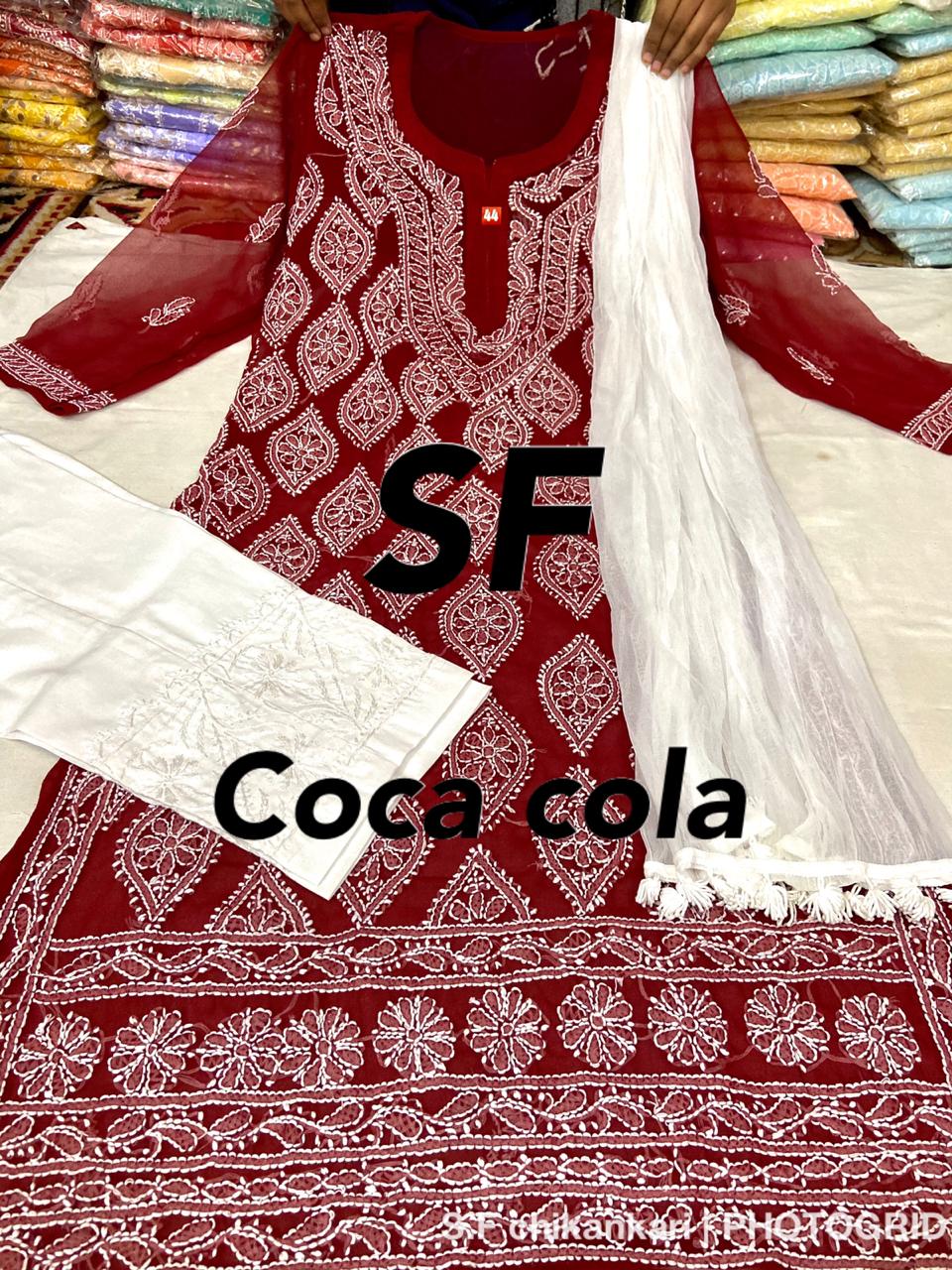 Chikankari Kurti Pant with Barfi Boota Embroidery