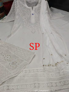 Chikankari Kurti Sharara with Mukesh