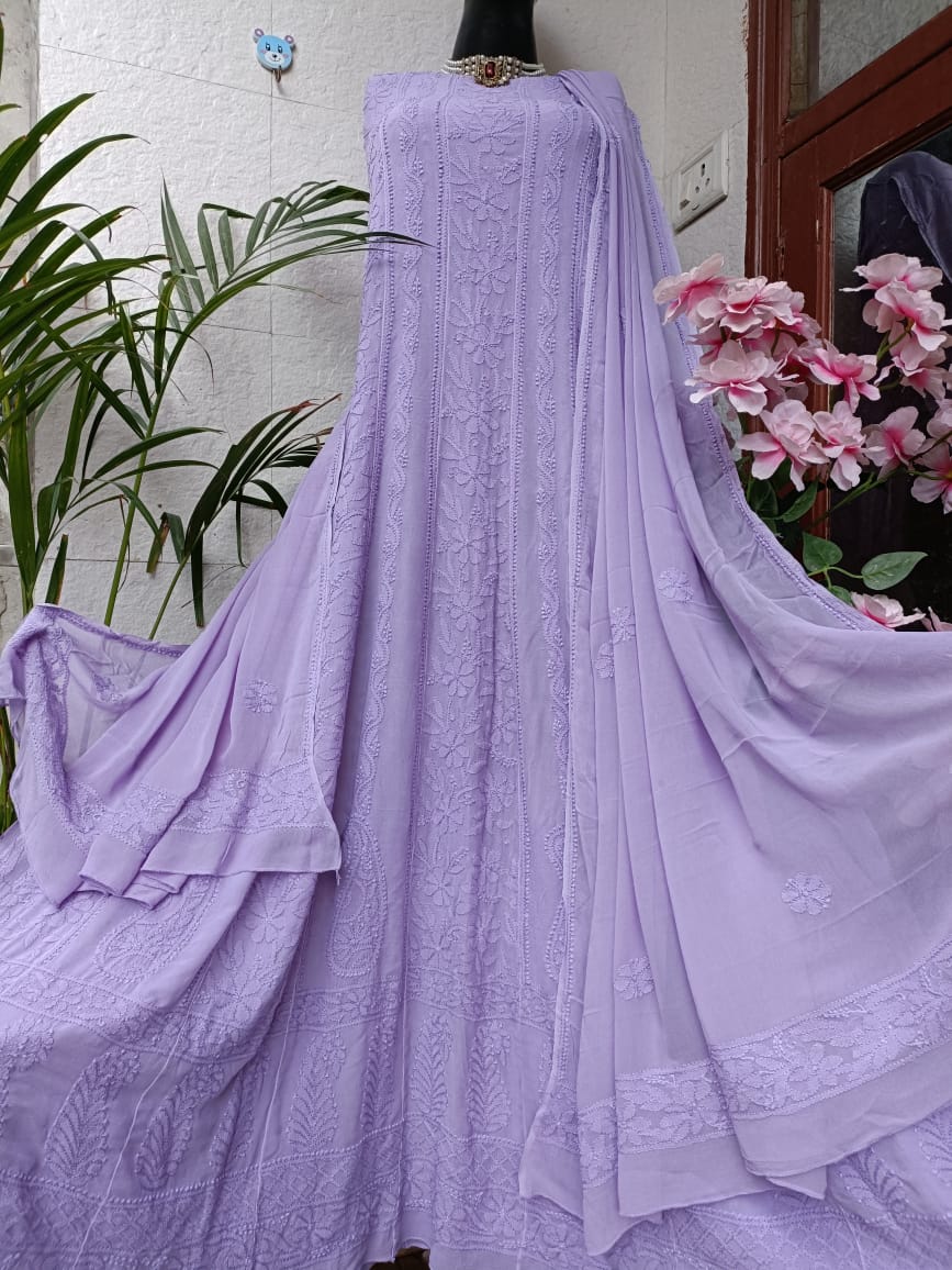 Viscose Georgette Chikankari Anarkali
