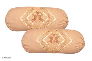Fancy Embroidered Cotton Bolster Covers Vol 2 M1