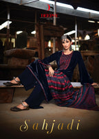 Velvet Embroidery Top n Stole with Pashmina Bottom