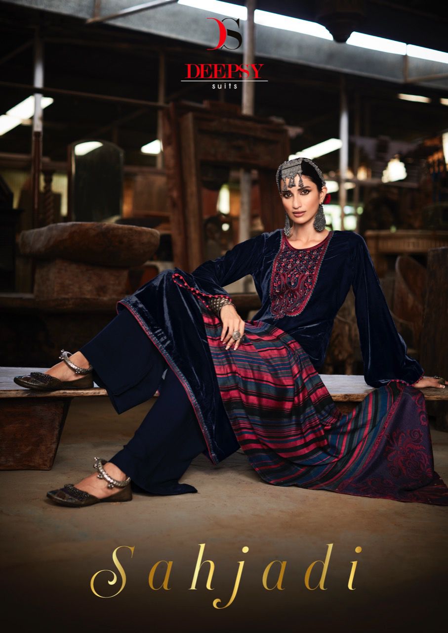 Velvet Embroidery Top n Stole with Pashmina Bottom