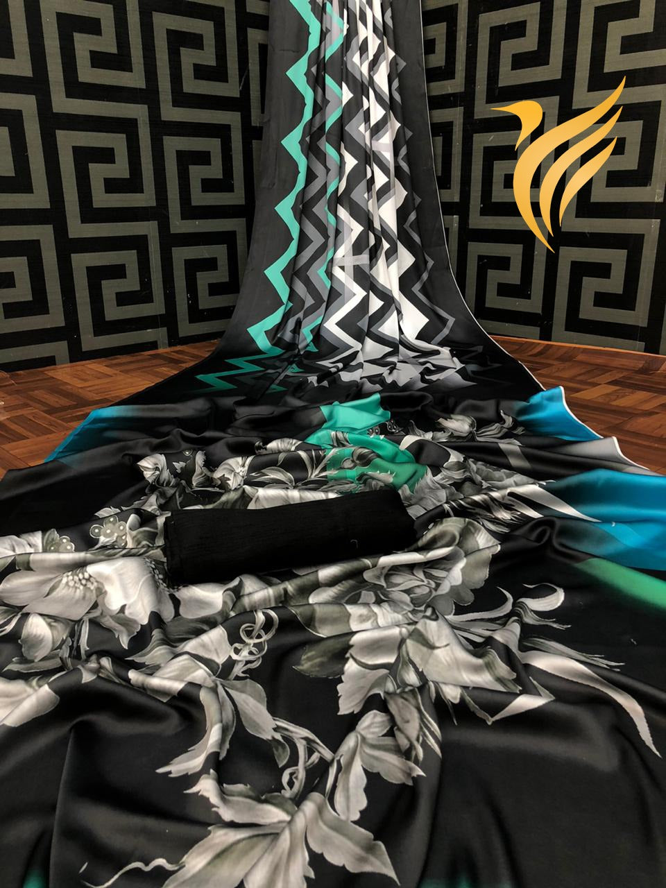 Printed Satin Saree