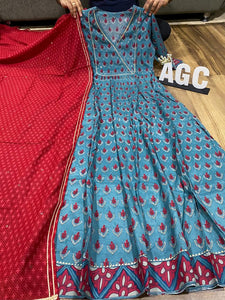 Silk Stitched Anarkali with Dupatta AGC