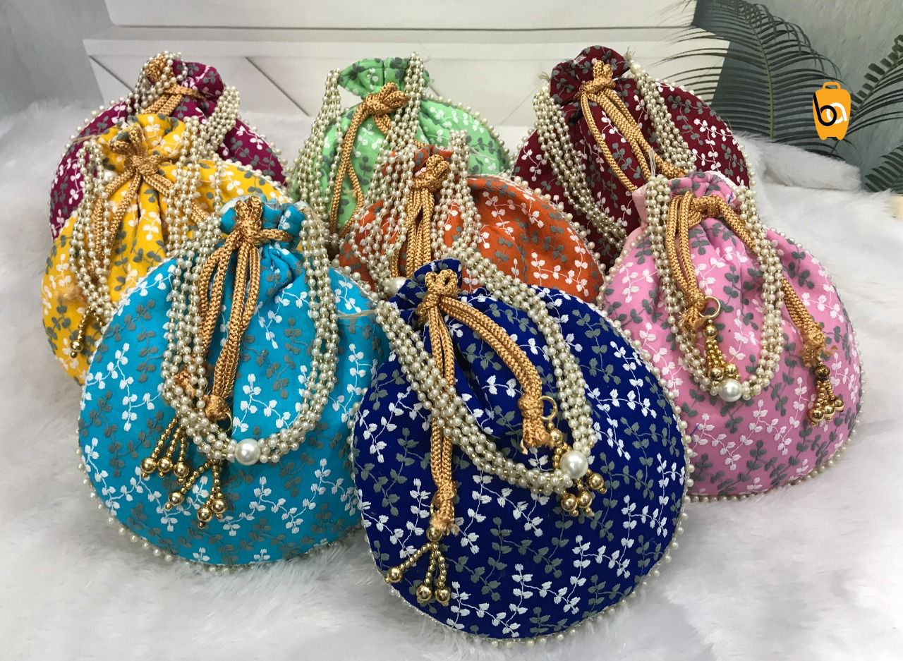 Designer Floral Pearl Potlis
