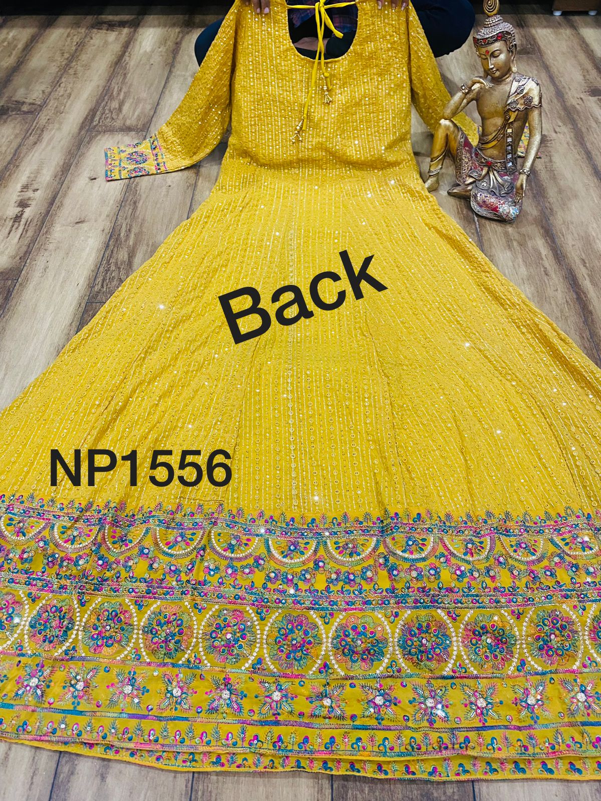 Georgette gown with sequins embroidery all over