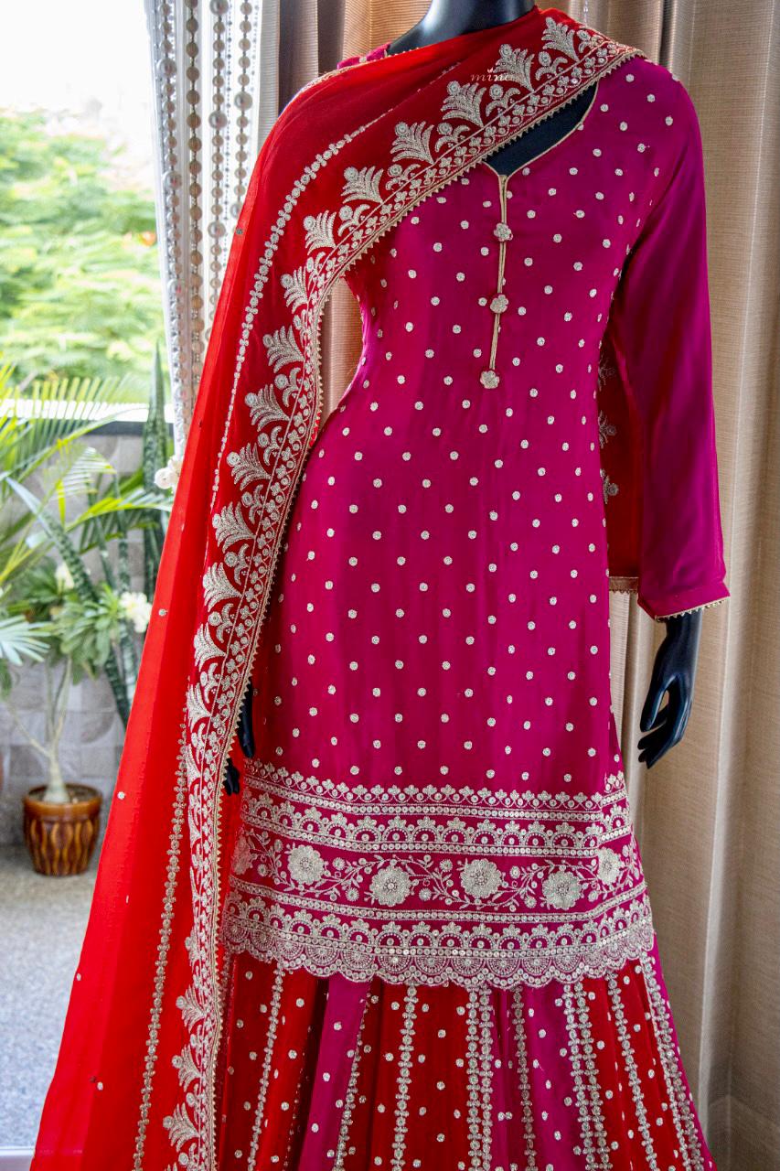 Pretty Chinnon Shirt Skirt Dupatta