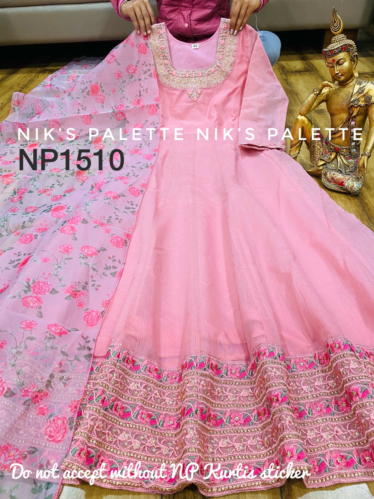 Pretty Chanderi Anarkali with swarovski and embroidery