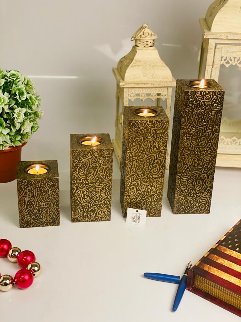 Wooden Pillar Candle Stand