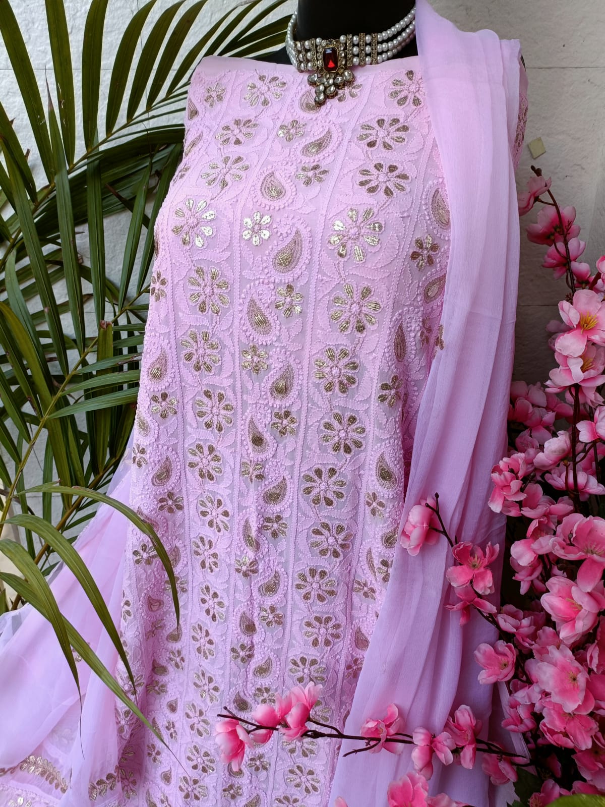 Viscose Georgette Gorgeous Chikankari Kurta n Dupatta Set