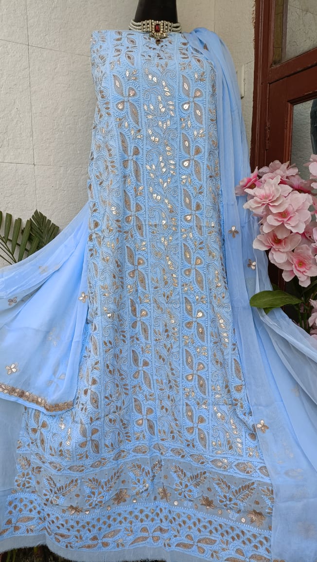 Viscose Georgette Gorgeous Chikankari Kurta n Dupatta Set