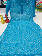 Georgette Chikankari Long Kurtis