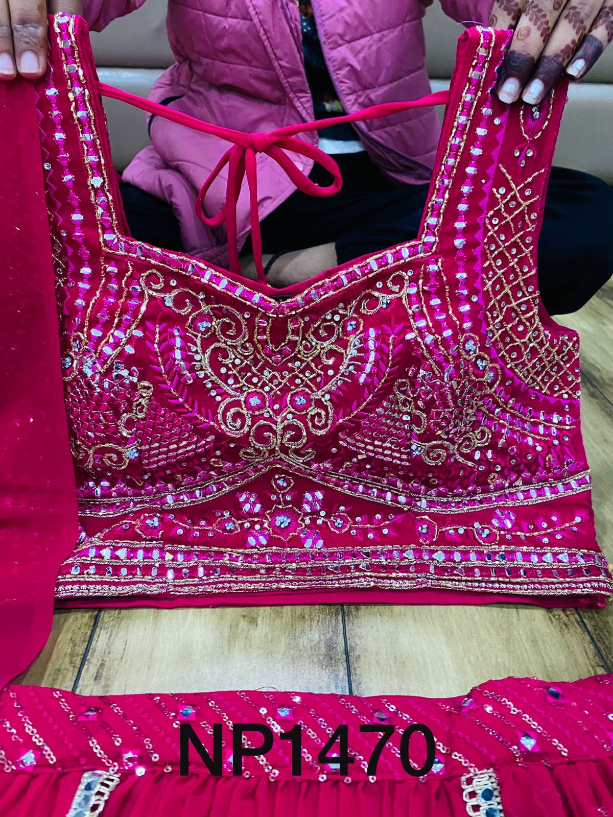Pretty Georgette crop top with double layered skirt