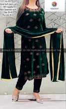 Load image into Gallery viewer, Stitched Velvet Kurti Pant Dupatta with multi swarovski work
