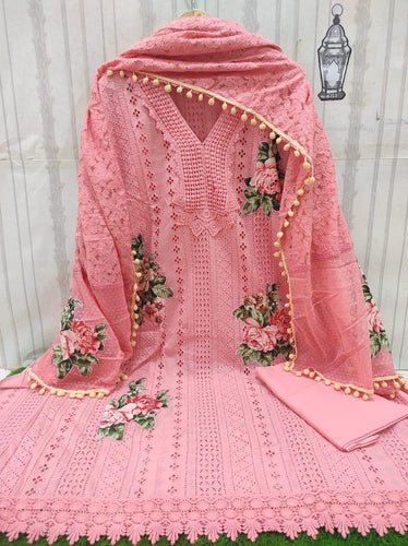 Cotton Chikan Shirt with crochet