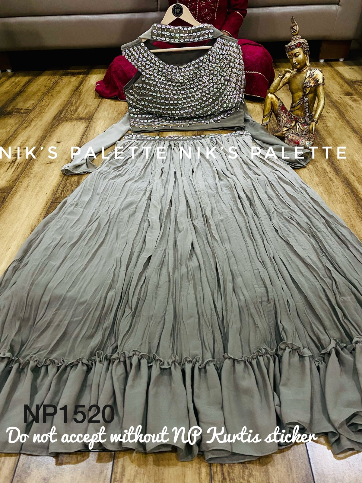 Pretty Georgette crop top with pleated skirt(frill)