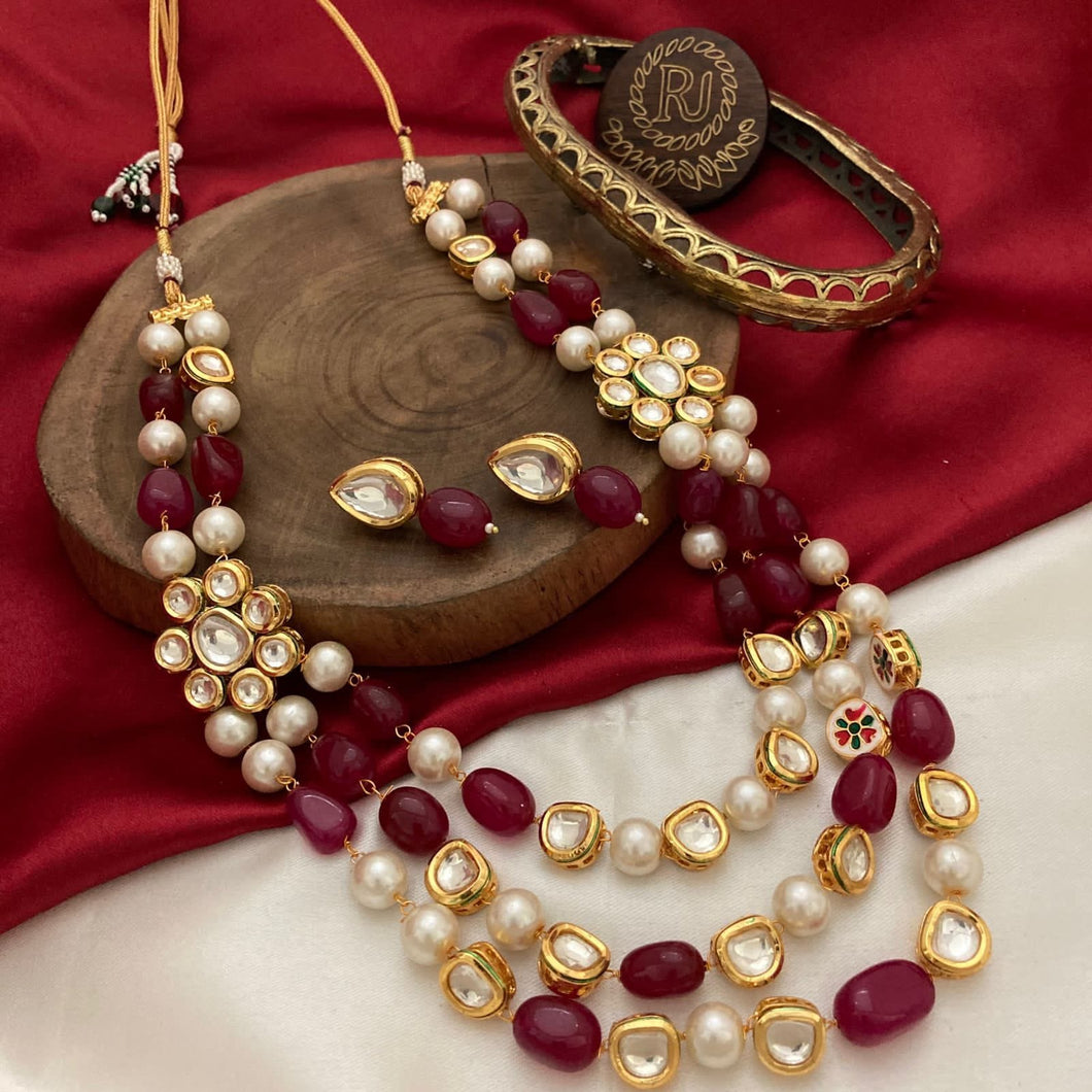 3 Layer Kundan n Pearl Jewelry Sets