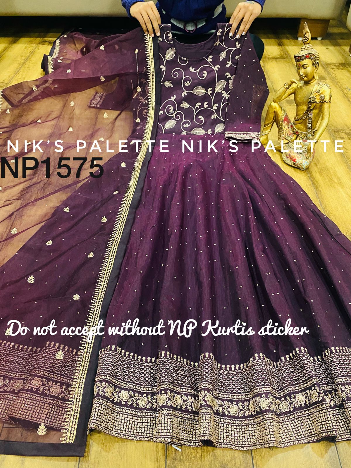 Viscose Modal Chanderi Anarkali with badla work