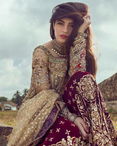 Net Embroidered Semi-stitched with handwork