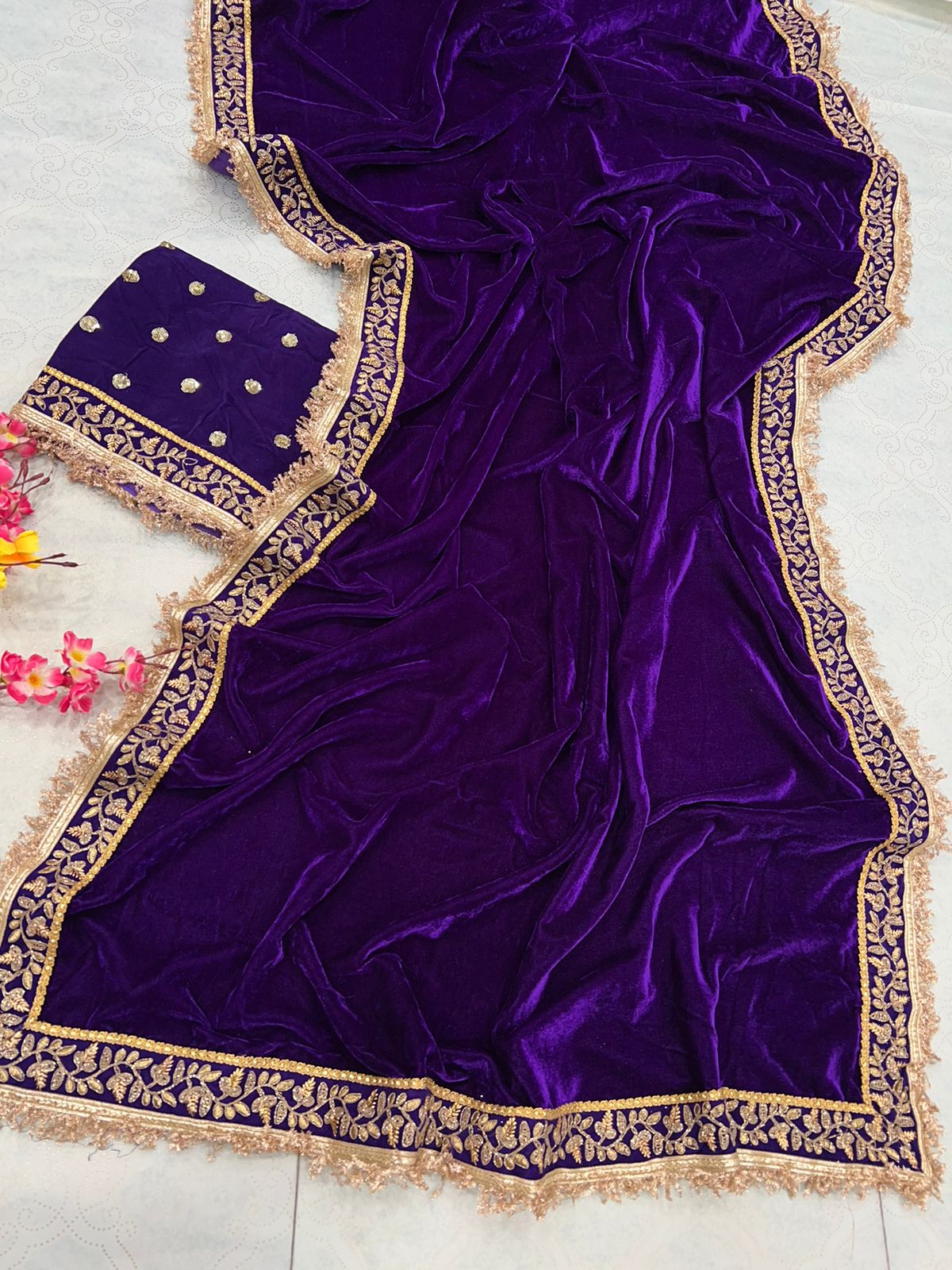 Designer Velvet Saree