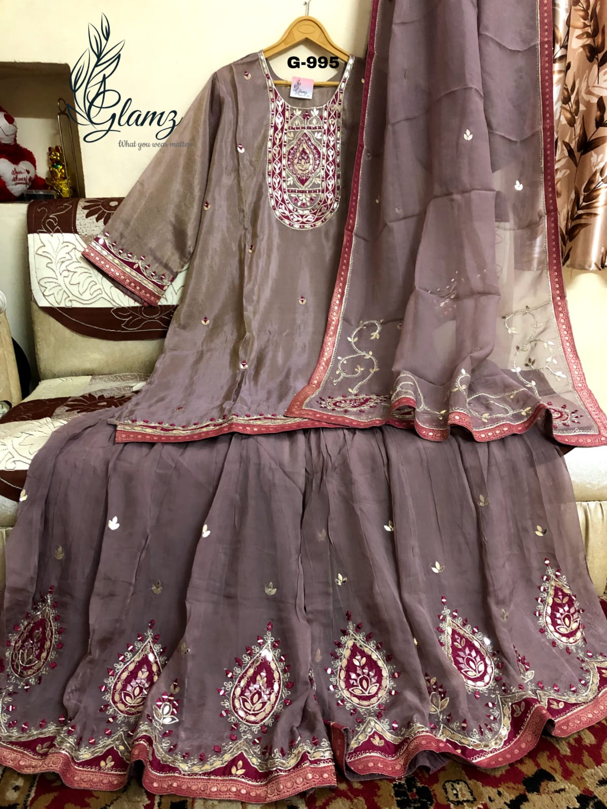 Embroidered Kurti Gota Garara Set