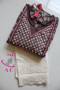 Cotton Silk Printed Stitched Kurti with Palazzo