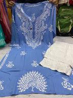 Chikankari Kurti Pant with peacock design