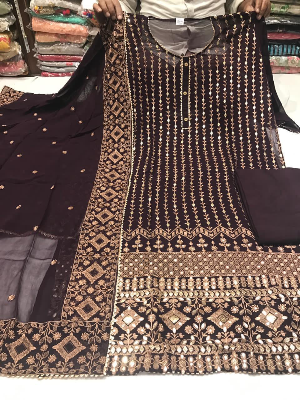 Beautiful Georgette Gotta Patti Semi-stitched