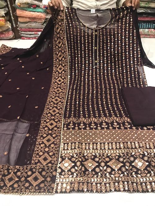 Beautiful Georgette Gotta Patti Semi-stitched