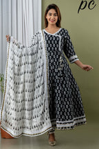 Block Print Anarkali Kurti with Pant