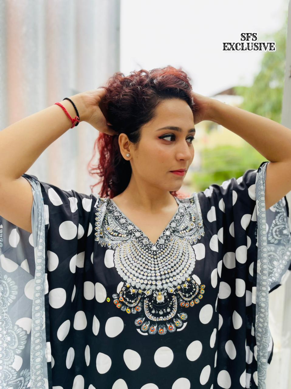 Crepe Kaftans with handwork