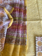 Kota Doriya Shirt with Jall Embroidery and block print Dupatta n Bottom