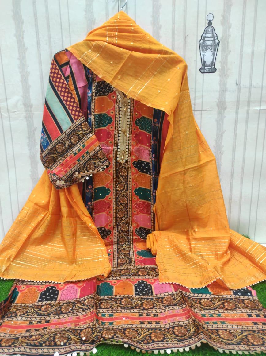 Uppada Silk Suit with shantoon bottom