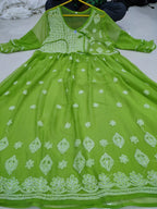 Chikankari Gown with bow knot