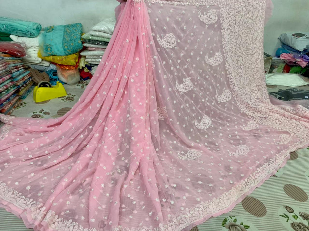 Georgette Sarees with resham keel work