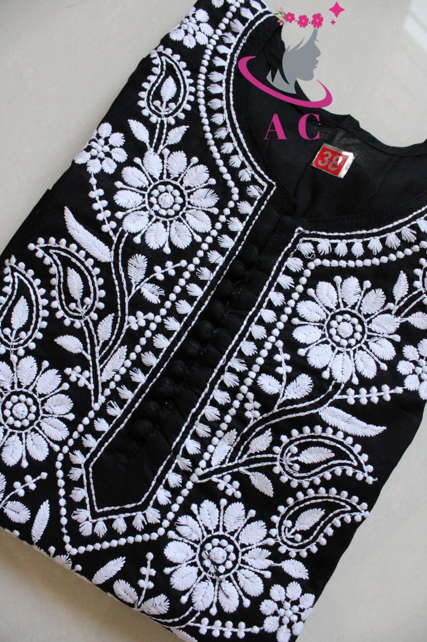 AC Cotton Stitched Chikan Kurti
