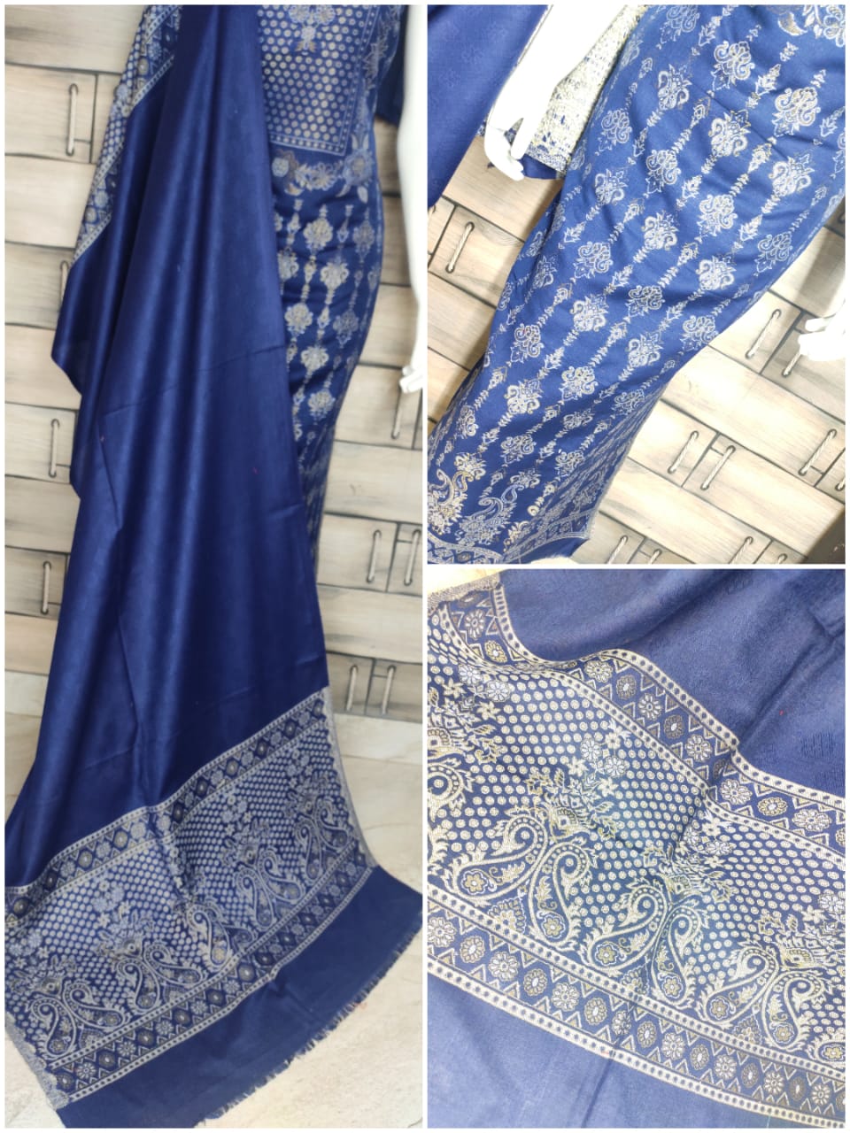 Jayri Women's Woolen Unstitched Kurta & Palazzo Kani Jamawar Design Suit  Material with Shawl for Winter (Dark Green) : Amazon.in: Fashion