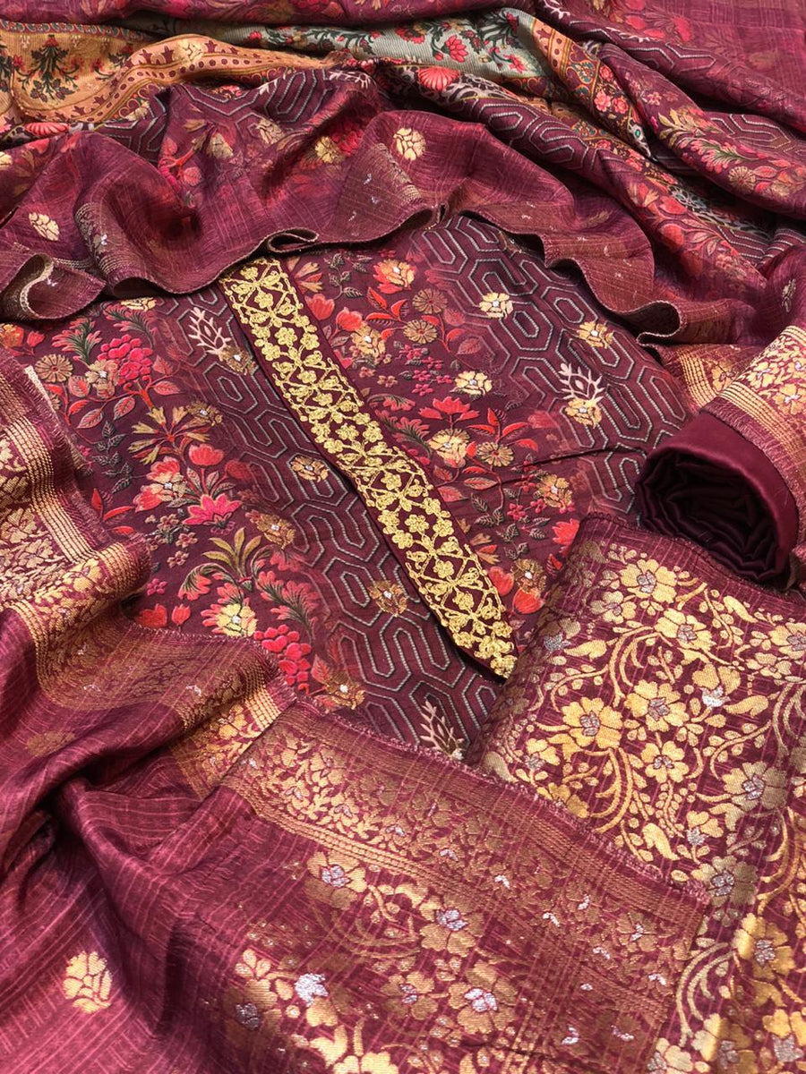 Dola Silk Benarsi with embroidery – Handicrafts Galleria