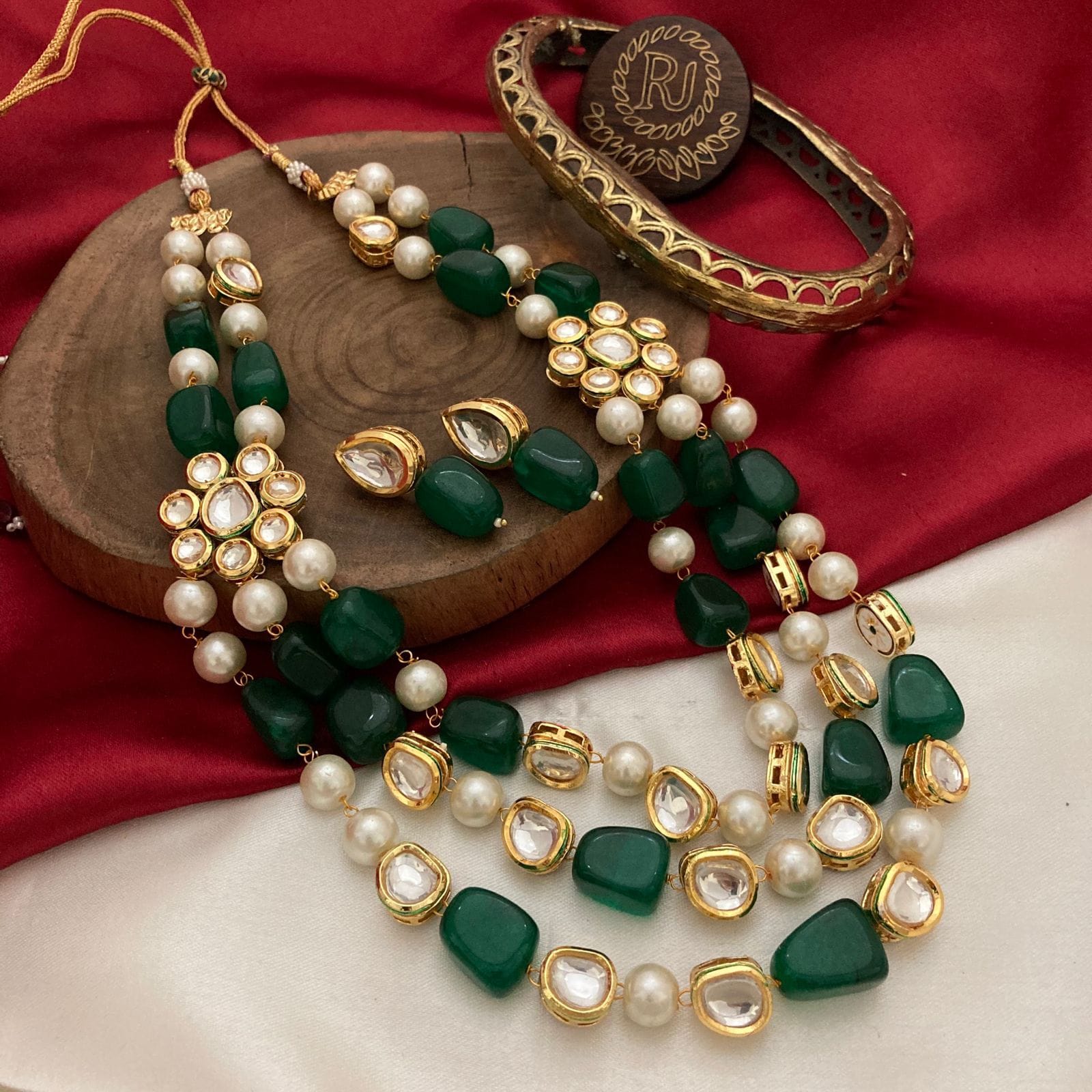 3 Layer Kundan n Pearl Jewelry Sets