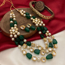 Load image into Gallery viewer, 3 Layer Kundan n Pearl Jewelry Sets