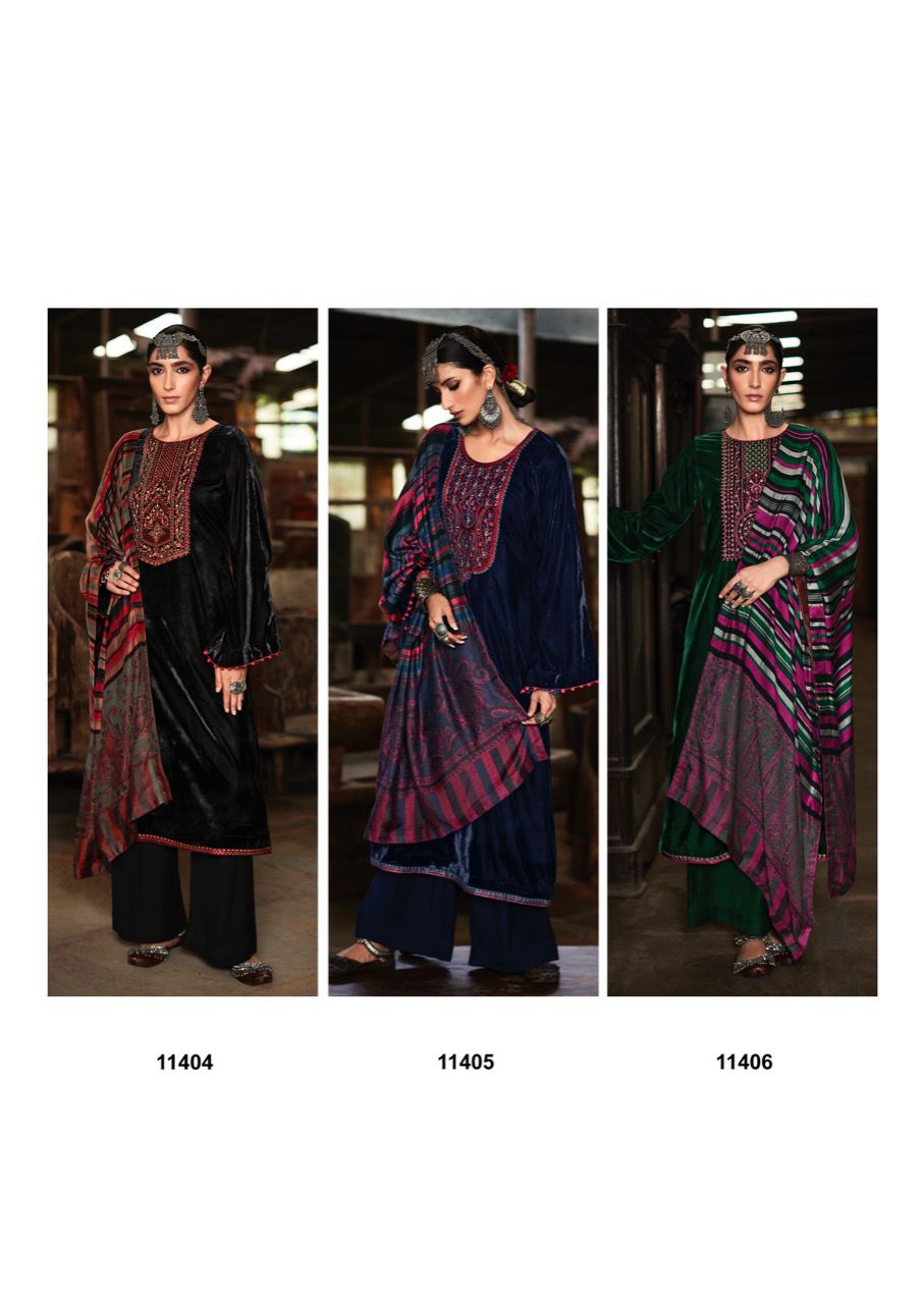 Velvet Embroidery Top n Stole with Pashmina Bottom