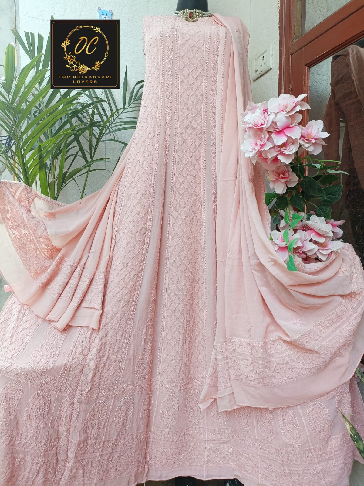 Viscose Georgette Chikankari Anarkali
