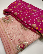 Chanderi Shirt with Gotta work, Bandhni Silk Dupatta n Shantoon Bottom