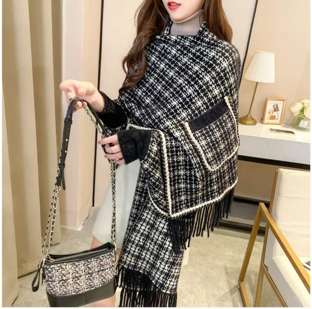 Sleeves Poncho/Shawl Woven