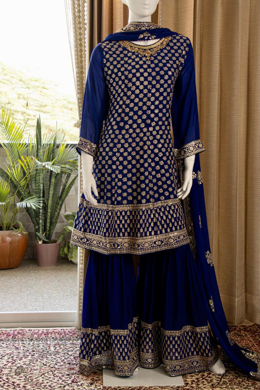 Beautiful Chinnon Short Anarkali with Garara