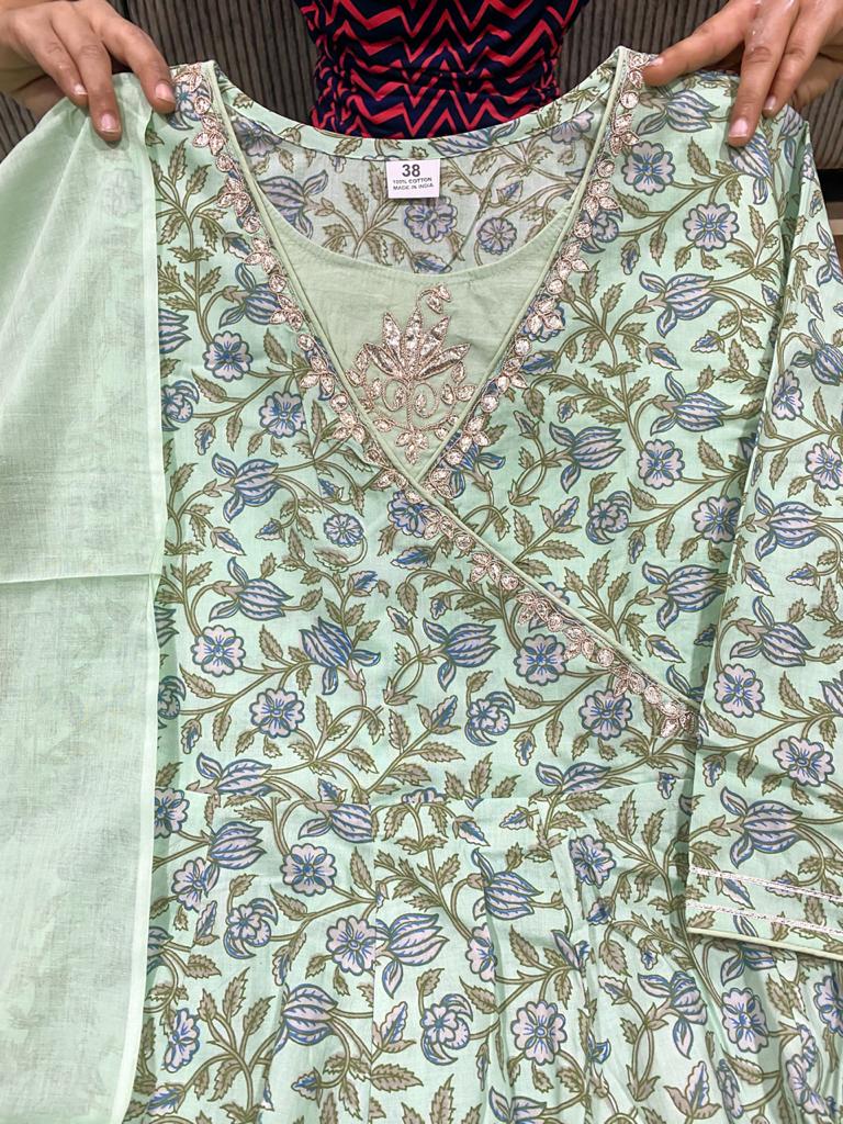 Cotton Stitched Anarkali with Pant AGC
