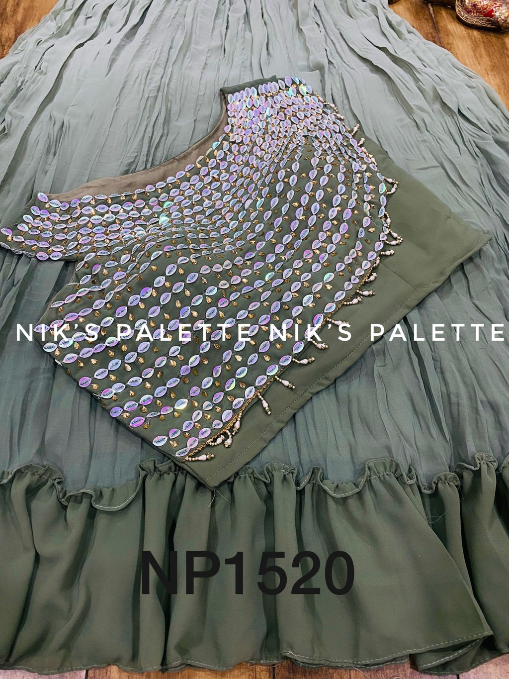 Pretty Georgette crop top with pleated skirt(frill)