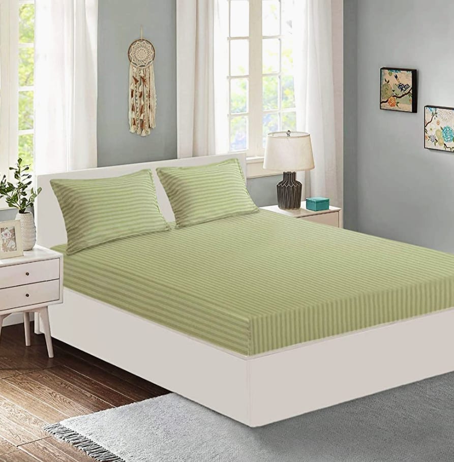 Satin Stripes King-Size Fitted Bedding Set